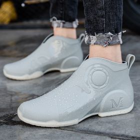 Motorcycle Rain Boots Men's Summer Youth Outdoor Non-slip Wading Shoes Fashion Low Top Flat Work Shoes Rubber Shoes (Option: Gray-39)