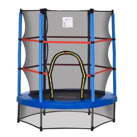 Φ5FT Kids Trampoline with Enclosure Net for Age 3 to 6 Years Blue (Option: Blue-770x330x220 mm)