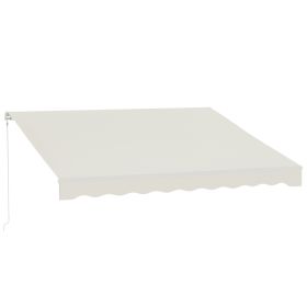 12' x 10' Electric Awning, Retractable Awning, UV Protection Sun Shade Shelter with Remote Controller and Manual Crank Handle for Deck, Balcony, (Option: Cream White-2020x250x205 mm)