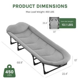 Folding Camping Recliner, 3-in-1 Heavy Duty Portable Sleeping Cot For Camping, Travel And Indoor (Option: Gray 71IN)