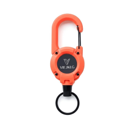 VIEJAKLG 3-in-1 Retractable Rope Carabiner Keychain, Strong Steel Wire Rope Buckle, Compact Outdoor Camping And Hiking Multifunctional Essential (Option: Orange)