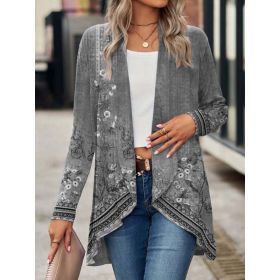 Shawl Small Suit Cardigan Outer Wear Ethnic Style (Option: Gray-XXL)