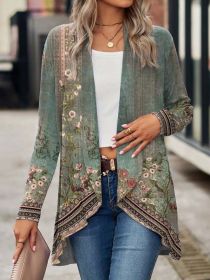 Shawl Small Suit Cardigan Outer Wear Ethnic Style (Option: Green-XL)