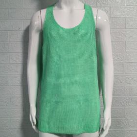 Men's Summer Loose Sleeveless Knitted Vest (Option: Green-XL)