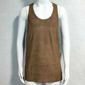 Men's Summer Loose Sleeveless Knitted Vest (Option: Brown-XL)
