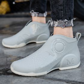 Motorcycle Rain Boots Men's Summer Youth Outdoor Non-slip Wading Shoes Fashion Low Top Flat Work Shoes Rubber Shoes (Option: Gray-42)